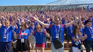 Iceland practise their Viking clap [upl. by Shriver]