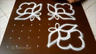 Simple 8 to 8 dots flower kolam  flower rangoli design  chukkala muggulu designs [upl. by Ennalorac]