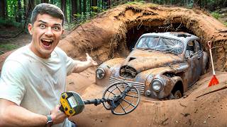 Found a REAL Abandoned CAR Trapped in the EARTH JACKPOT [upl. by Avlem]