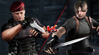 Resident Evil 4 HD Project  Leon vs Krauser Knife Fight  All Jack Krauser Boss Fights [upl. by Anaerda431]