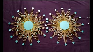 Beautiful sunburst mirror Ideas।Designing mirror wall hanging Tutorial। Handmade mirror ideas [upl. by Annayat]