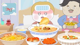 죽 먹방  Porridge Mukbang Abalone porridge Chicken porridge Mukbang Animation ASMR footou먹방 [upl. by Eelyram622]