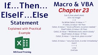 IF Then ElseIF Else Statement in VBA  Macro and VBA Chapter 23 [upl. by Allerim]