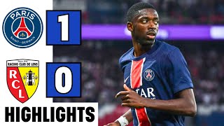 PSG vs RC Lens 10 Highlights  Dembele Goal  Abdukodir Khusanov Red Card  Ligue 1 202425 résumé [upl. by Adnuhsat]