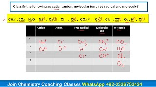 Cation  Anion Molecular ion Radical Molecule  Chemistry Class 9 Chapter 1 Important Question [upl. by Nnylyram]