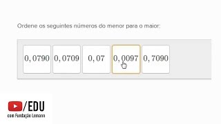 Ordenação de decimais  Exemplo [upl. by Leahicm]