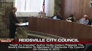 Oct 9 2013  Crime Novelist Guilio Dattero Addresses Reidsville City Council [upl. by Enyedy]