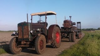 Hanomag R45 zieht schweren tieflader mit K55 im sand [upl. by Llennoc570]