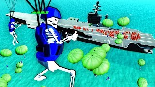 Undead Skeleton Army Paradrops and Swarms the Aircraft Carrier in Ravenfield [upl. by Ydarb]