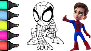 Spidey Coloring Page  Coloring Videos coloring spideyandhisamazingfriends coloringtime [upl. by Eanahs]