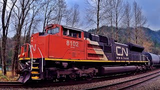 EMD SD70ACe CN 8102 LEADS CN U700 At Harrison Mills BC [upl. by Wildermuth717]