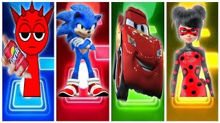 Lightning McQueen vs Sonic Boom vs Incredibox Sprunki vs Ladybug Tiles Hop Edm Rush [upl. by Ahsitan]