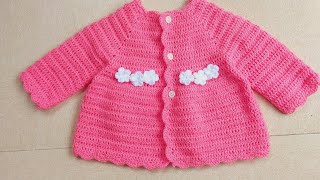 crochet cardigan for 12 to 18 months old baby girl subtitles available [upl. by Kabab]