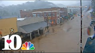 Town of Boone floods in the Blue Ridge Mountains of Western North Carolina [upl. by Einnok]