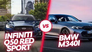 2023 Infiniti Q50 Red Sport 400 vs BMW M340i Luxury Vehicle Comparison [upl. by Krissy740]