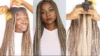 EASY DIY BROWNBLONDE HIGHLIGHTS BOX BRAIDS [upl. by Issy]