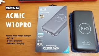 Futuristic Unboxing Power Bank Paket Komplit  Acmic W10Pro QC 30  PD  Wireless charging [upl. by Ivek]