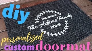 HOW TO MAKE A PERSONALIZED DIY CUSTOM DOOR MAT Family Name Doormat DIY [upl. by Nylssej903]