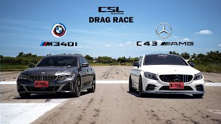 BMW M340i Stage 1 vs Mercedes Benz C43 AMG Stage 2 ขวัญใจวัยรุ่นเยอรมัน DRAG RACE [upl. by Fox]