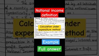 National income  national income calculation under expenditure method  example class11 neb ⚡✅ [upl. by Bartle502]