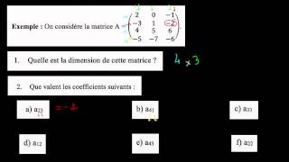 Ex  donner la dimension dune matrice ainsi que des coefficients [upl. by Duaner]