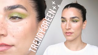 Lime GREEN GLITTER eyeshadow tutorial  TRENDY coolgirlmakeupseries [upl. by Gualterio]