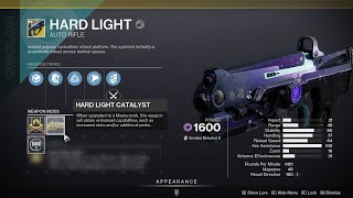 HOW TO GET HARD LIGHT CATALYST  DESTINY 2 [upl. by Brag171]