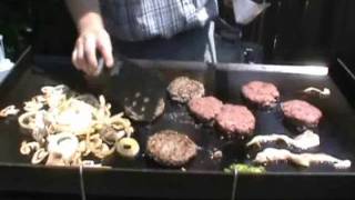 Gooey arm burger on Blackstone Grill [upl. by Meldoh]