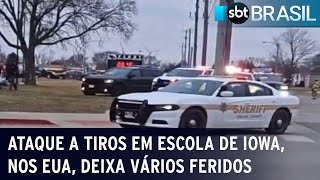 Ataque a tiros em escola de Iowa nos EUA deixa vários feridos  SBT Brasil 040124 [upl. by Gneh554]