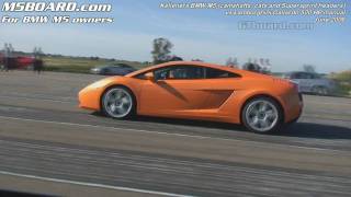 1080p Lamborghini Gallardo 500 HP manual vs Kelleners BMW M5 M5BOARD Classic race from 2006 [upl. by Nali142]