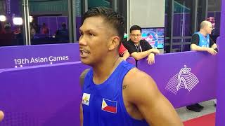 Eumir Marcial ecstatic after KO win in 19th Asian Games [upl. by Edi]