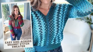 Wapta Falls Crochet Pullover Easy Crochet Granny Stitch Pullover Pattern [upl. by Lebazej215]