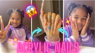 4 YEAR OLD GETS EXTRA LONG ACRYLIC NAILS [upl. by Oikim826]