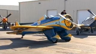 HandCranking the Inertia Starter on Restored 1934 Boeing P26 quotPeashooterquot Fighter Plane [upl. by Krasner]