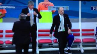 Argentinian manager Alejandro Sabella fake faint vs Belgium World Cup 2014 [upl. by Shelton881]