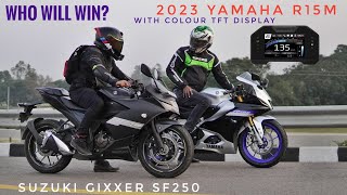 2023 Yamaha R15M Vs Suzuki Gixxer SF250  Drag Race [upl. by Westfall959]