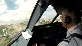 Pilots view of Wizz Airs low pass over the Danube [upl. by Hayden]