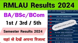 rmlau result 2024 kaise dekhe  ba bsc bcom 1st 3rd amp 5th sem result 2024 rmlau  rmlau result 2024 [upl. by Alasdair569]