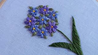 Beautiful flower bunch embroidery design for beginnersHand embroidery satin stitch [upl. by William]