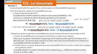 Lois de probabilités  2 binomiale TD [upl. by Assenab]