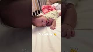 When do babies start rolling over Our baby’s first roll over was at 4 months old👏 cute baby [upl. by Rodavlas]