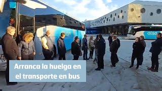 Arranca la huelga en el transporte en autobús [upl. by Lenox]