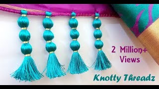 How to make Saree Kuchu Design using Silk Thread  Beaded Design at Home  Tutorial [upl. by Dottie867]