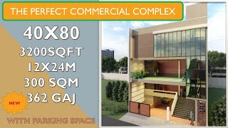 40x80  HOUSE DESIGN 12X24M COMMERCIAL COMPLEX DESIGN [upl. by Aylmar236]