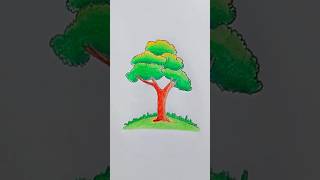 tree drawing easy and beautiful part 2 shorts treedrawingeasy [upl. by Ahola]