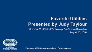 Favorite Utilities  Judy Taylour SCV Computer Club  APCUG [upl. by Nahtanod674]