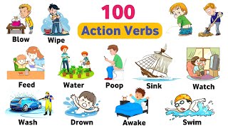 100 Action Verbs  Daily Life English Vocabulary With Examples  English Action Verbs [upl. by Khalid243]