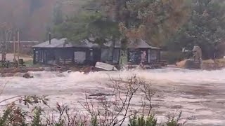 Major floodingvery high tide Brodick Golf CourseFishermans Walk Arrandavetheraverovingtherock [upl. by Tye446]