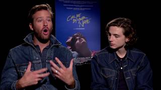 Call Me By Your Name Armie Hammer amp Timothee Chalamet Exclusive Interview  ScreenSlam [upl. by Curry]