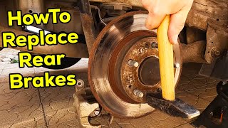 How To Change Replace Rear Brake Easy  Without Special Tools [upl. by Dahaf]